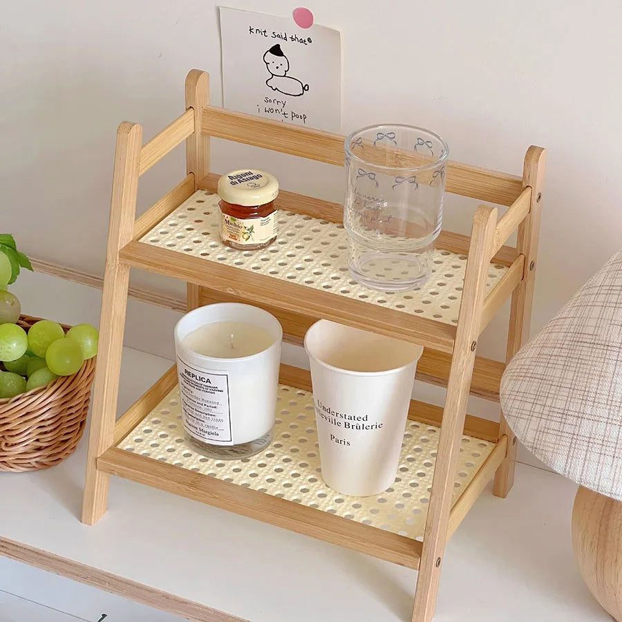 2-Layer Bamboo Coffee Cup Holder & Countertop Organizer Shelf