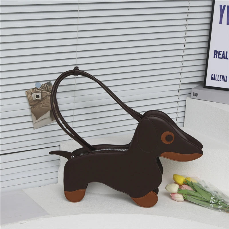 Sausage Dog Novelty TPU Tote Bag – Cute Doll Top Handle Shoulder Bag for Women