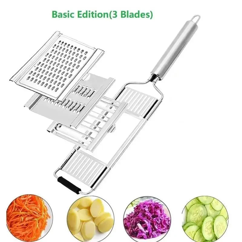 Manual Vegetable Slicer & Grater with Interchangeable Blades