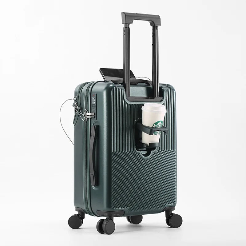2024 Durable Large Capacity Luggage Set — Front Open with Built-In Charging Port, Carry-On Travel 20/22/24/26"