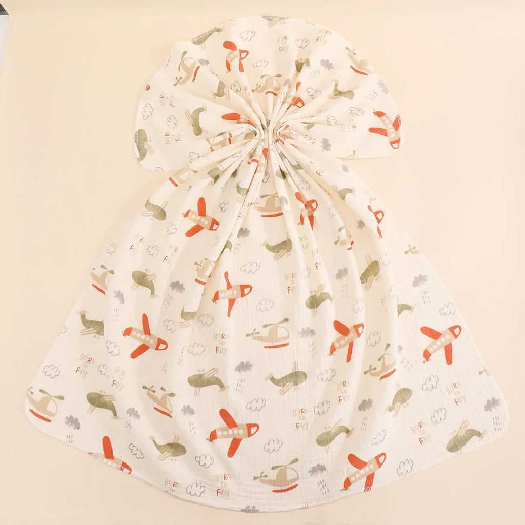 Cartoon Print Cotton Muslin Baby Swaddle Blanket – Soft Breathable Newborn Receiving Blanket