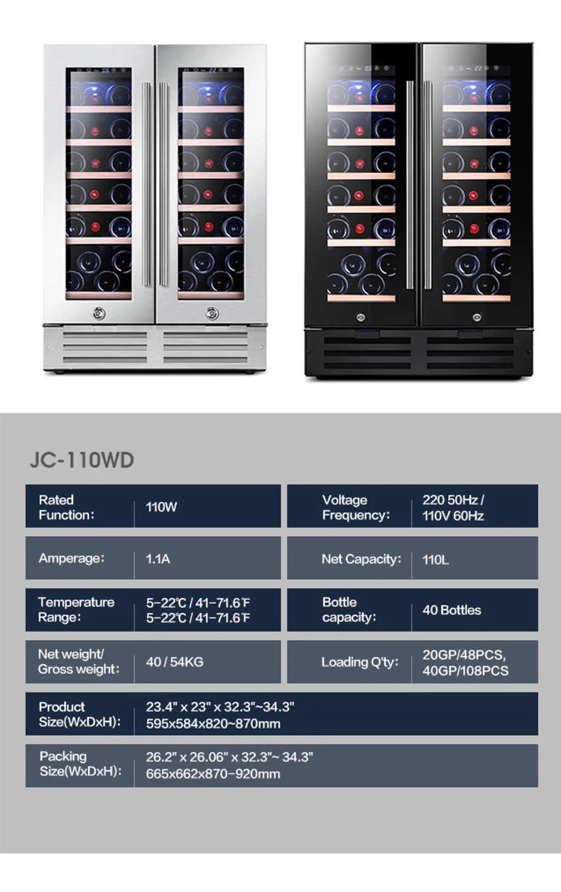 165-Bottle Dual-Zone Large Wine Cooler — 508L Freestanding Compressor Wine Fridge with Beech Wood Shelves & Touch Control for Home, Hotel & Commercial Use
