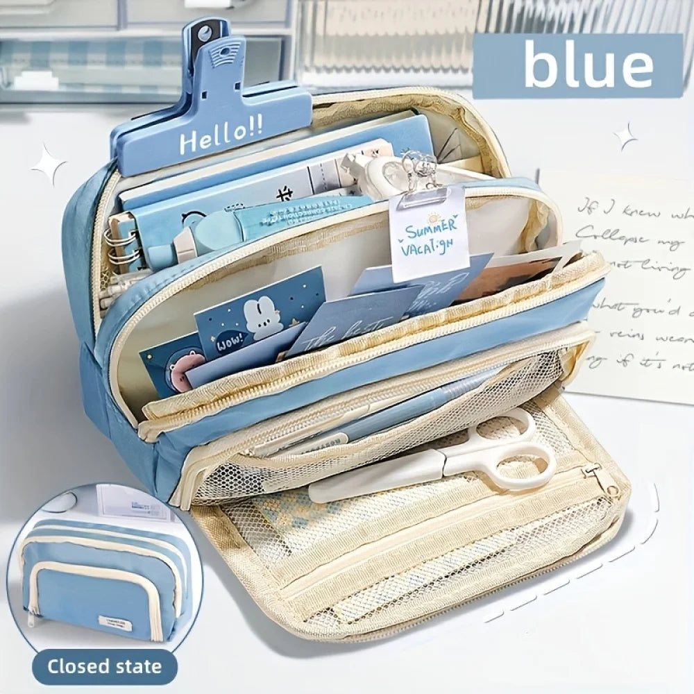 Large Capacity Pencil Case – Handheld Pen Bag & Cosmetic Pouch for School, Office & Travel