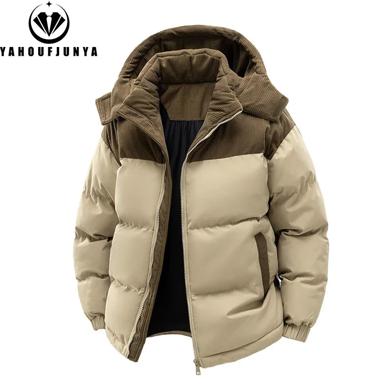 Men's Removable Hooded Windbreaker Parka Jacket – Warm Casual Outerwear for Autumn & Winter