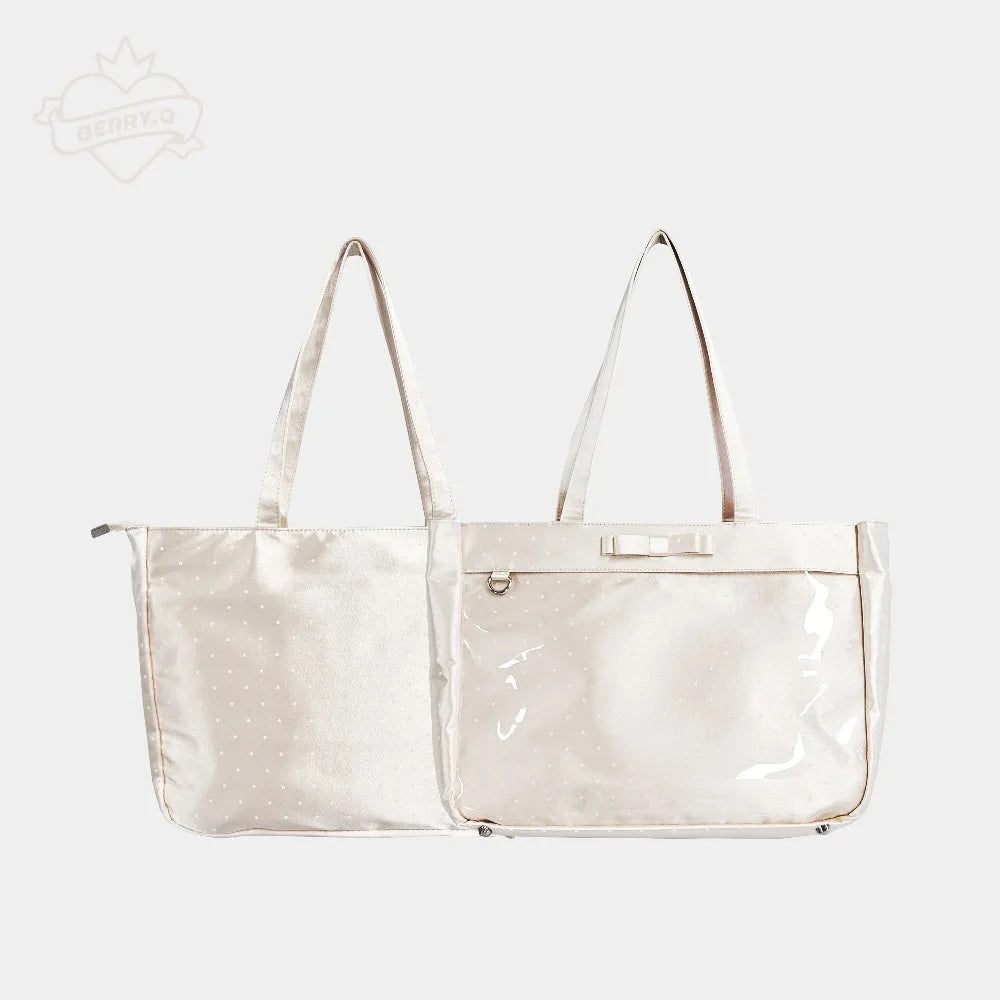 High Capacity Bow Tote Shoulder Bag – Satin PU Messenger Bag for Women