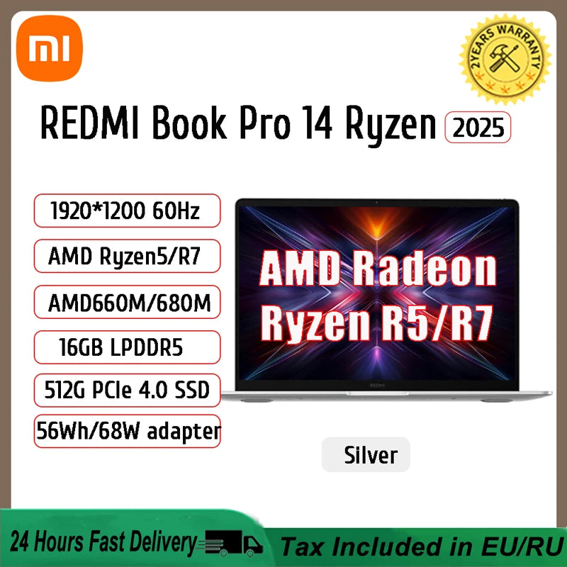 Xiaomi Redmi Book 14"/16" Laptop – AMD Ryzen 5/7 7535H/7735H, 16GB DDR5, 512GB SSD, Win11