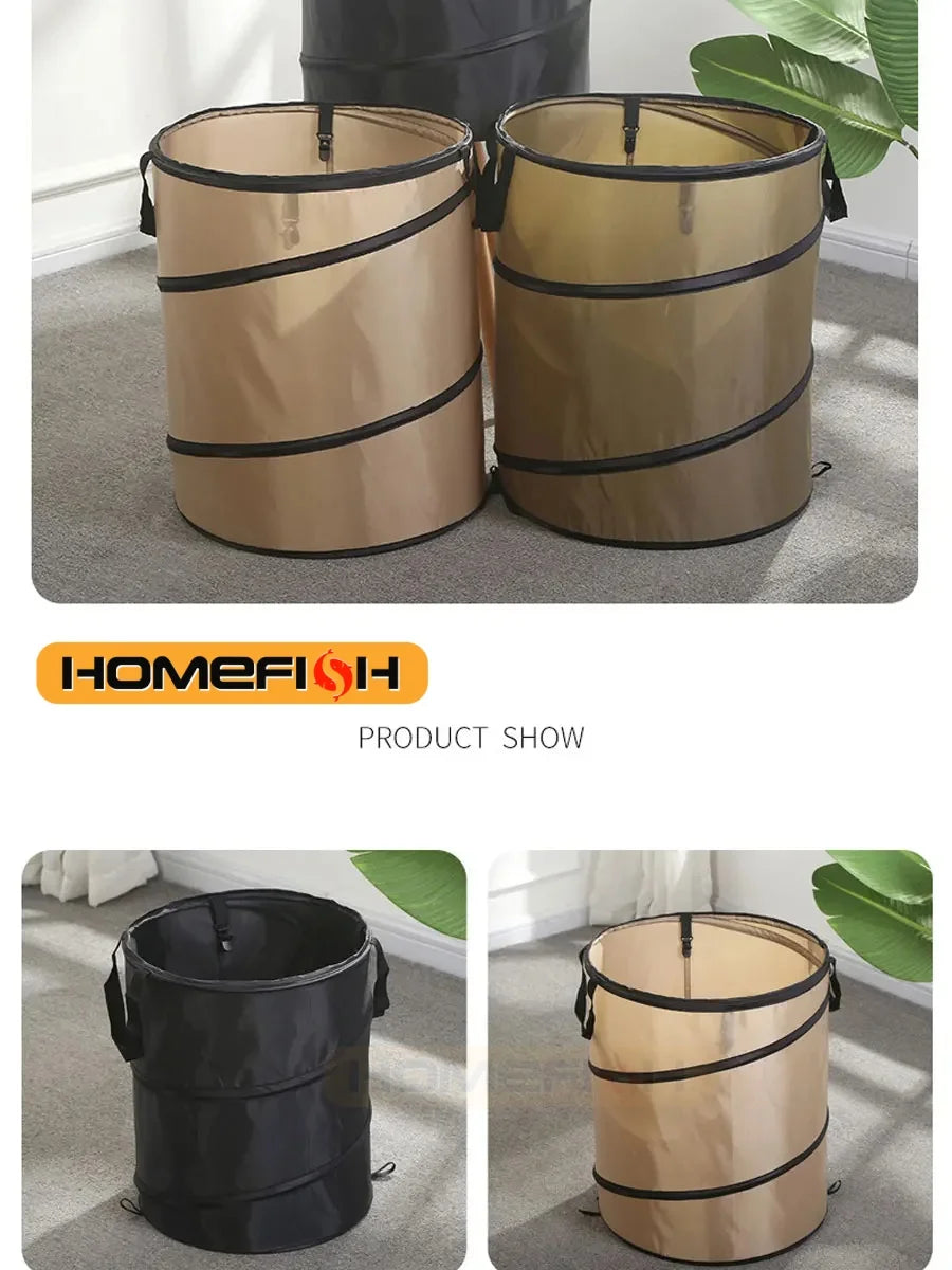 Pop-Up Folding Trash Can — Portable Outdoor Camping Garden Garbage Bag Leaf Bucket