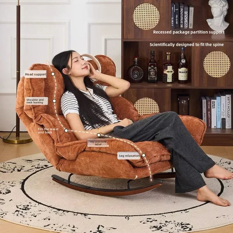 Adjustable Folding Rocking Chair with Cushioned Seat