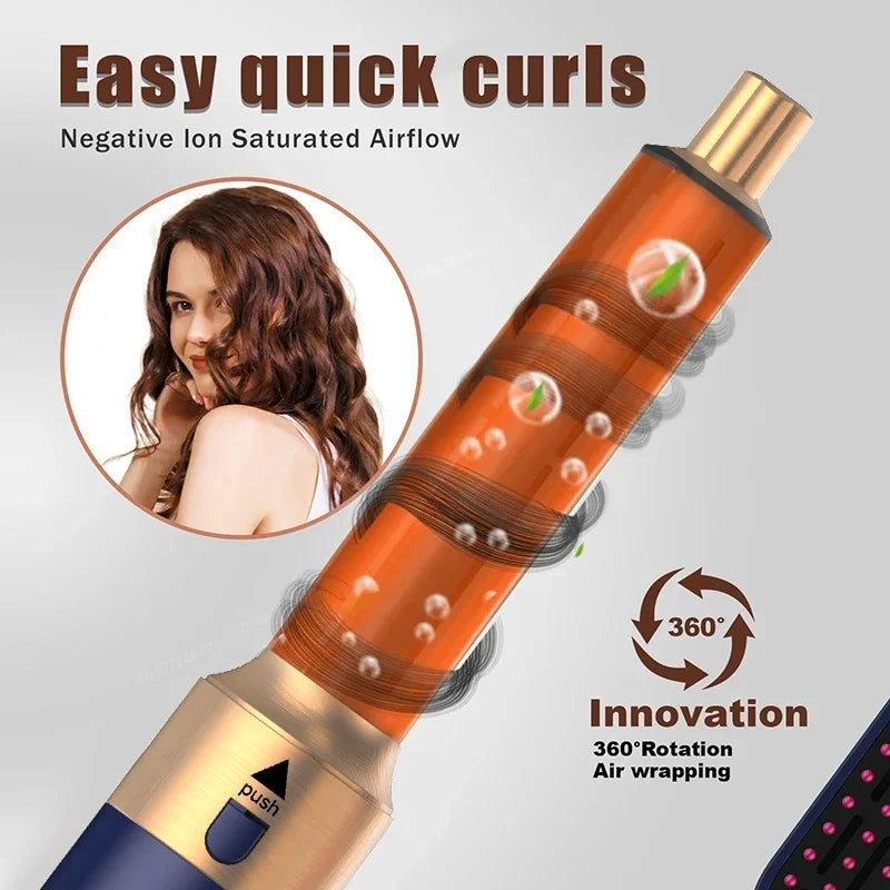 5-in-1 Ionic Hair Dryer & Styler Set – High-Speed Hot Comb Brush & Straightener
