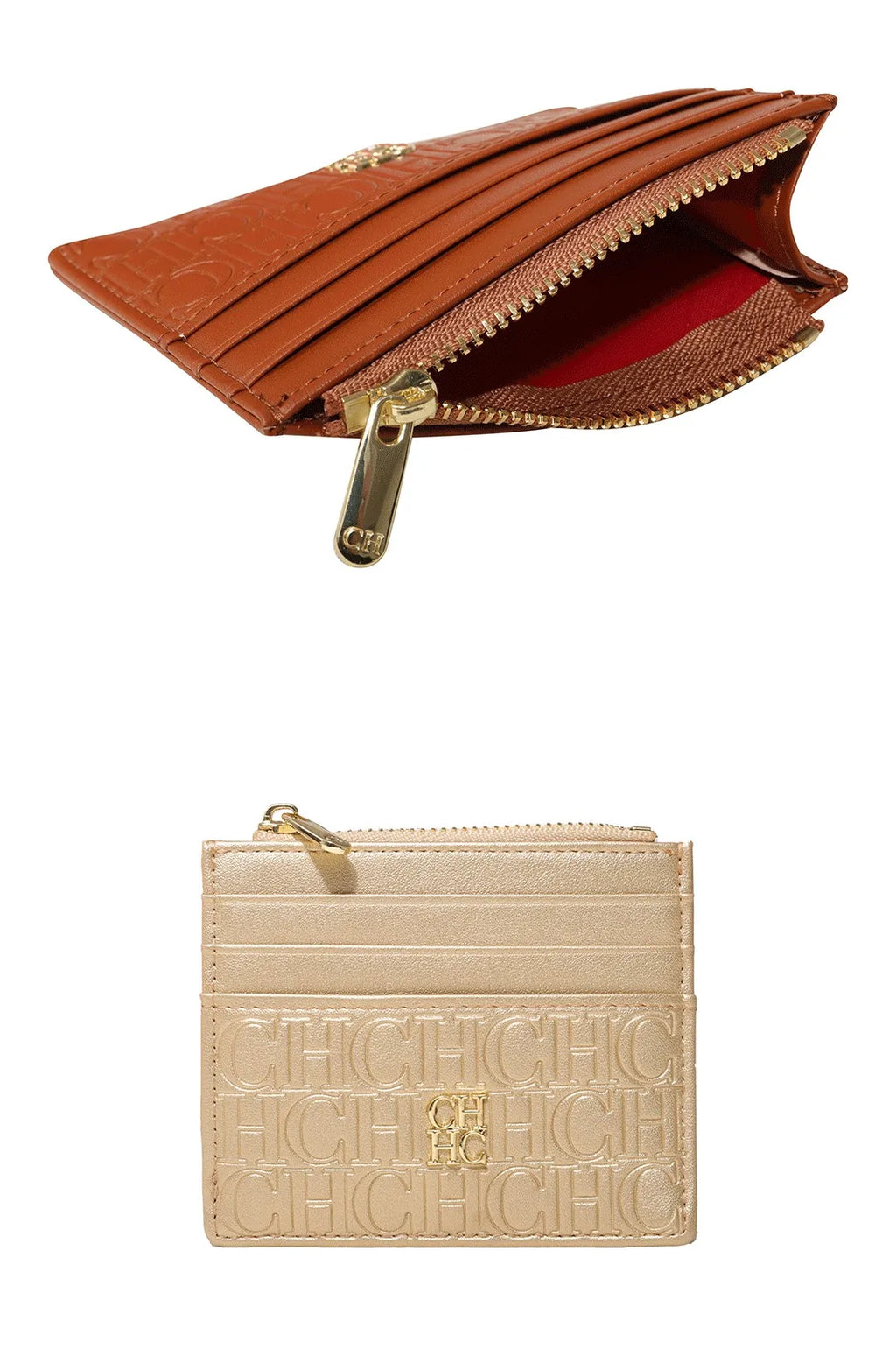 CH Letter Accent PU Leather Card Case Wallet – Elegant Compact Designer Wallet for Women