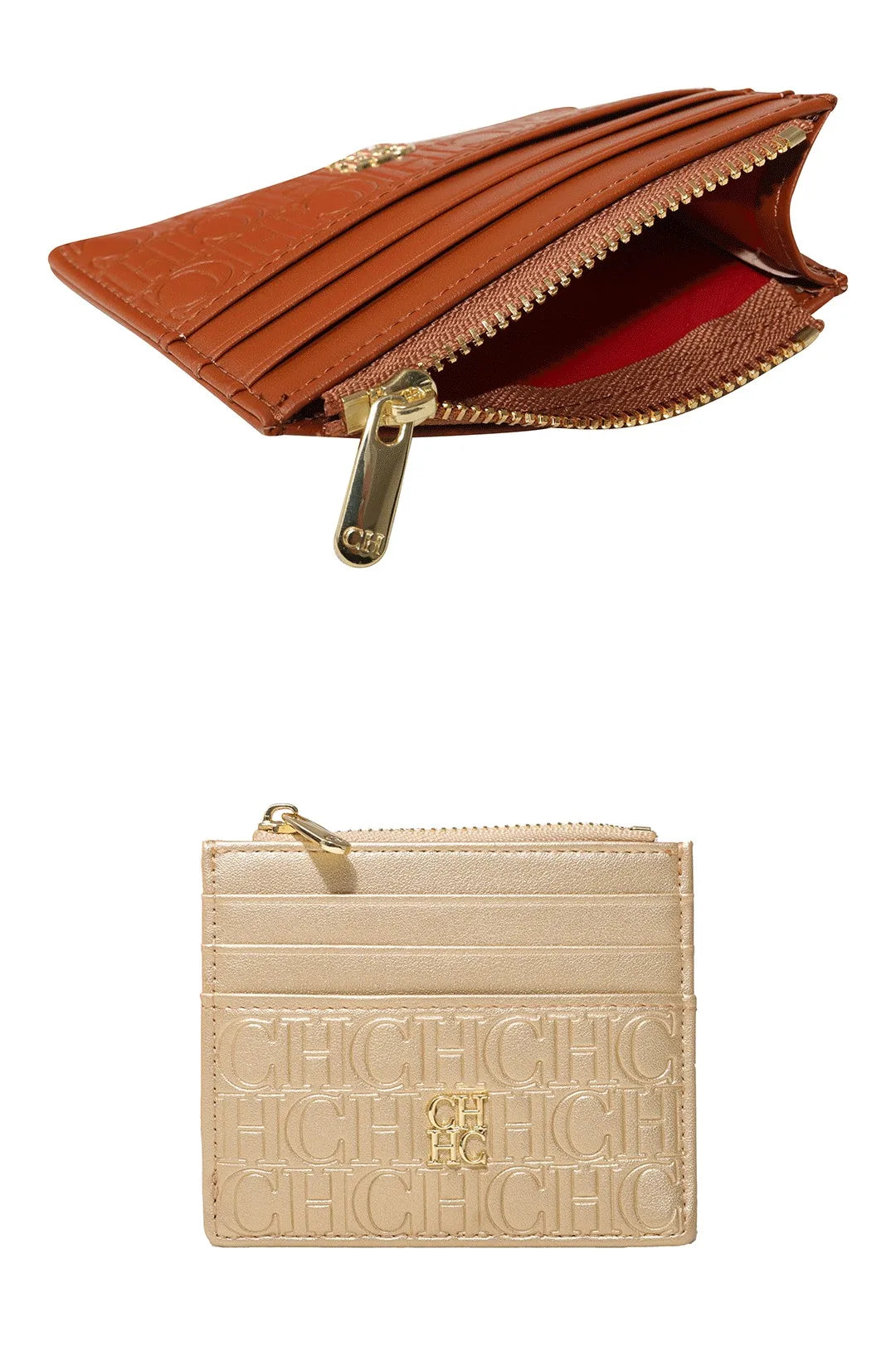 CH Letter Accent PU Leather Card Case Wallet – Elegant Compact Designer Wallet for Women