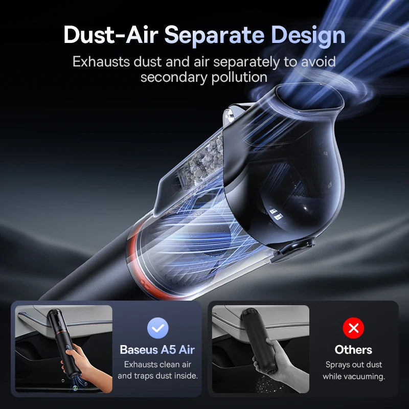 Baseus A5 Air 2-in-1 Wireless Car Vacuum Cleaner – Powerful Handheld Strong Suction Portable
