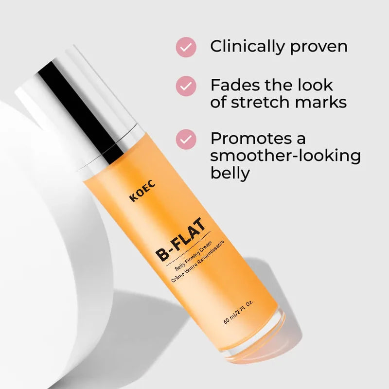 KOEC B-Flat Belly Firming Cream — Decreases Stretch Marks, Smoothing & Tightening with Avocado & Shea Butter 60ml