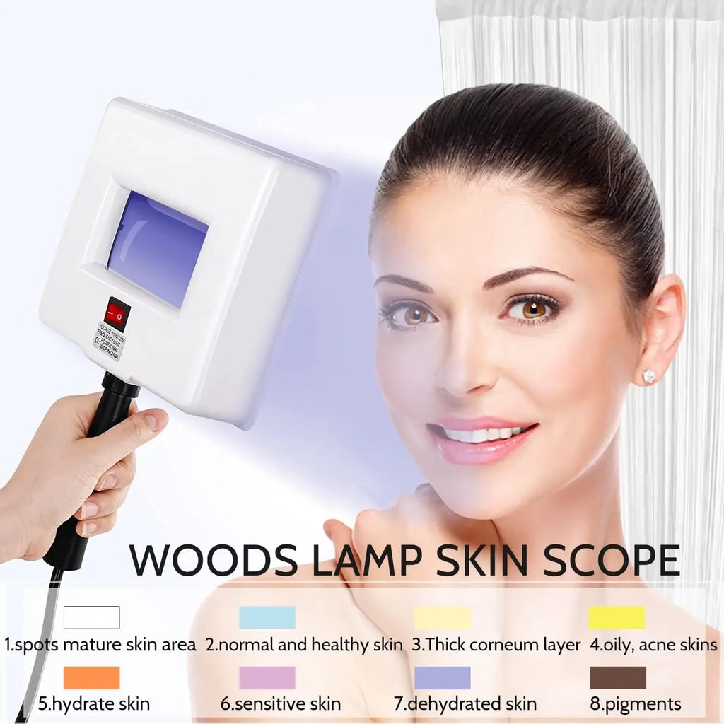Wood's Lamp UV Skin Analyzer – 365nm UV Light Skin Scanner with 3x Magnifying Lens for Home & Salon Use