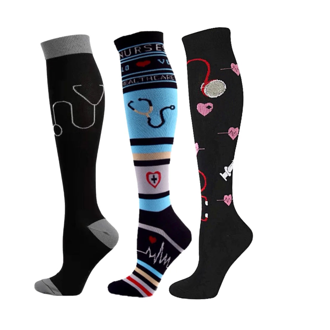 Knee High Compression Socks 20-30mmHg – 3 Pairs for Diabetes, Varicose Veins, Edema, Nurse & Running