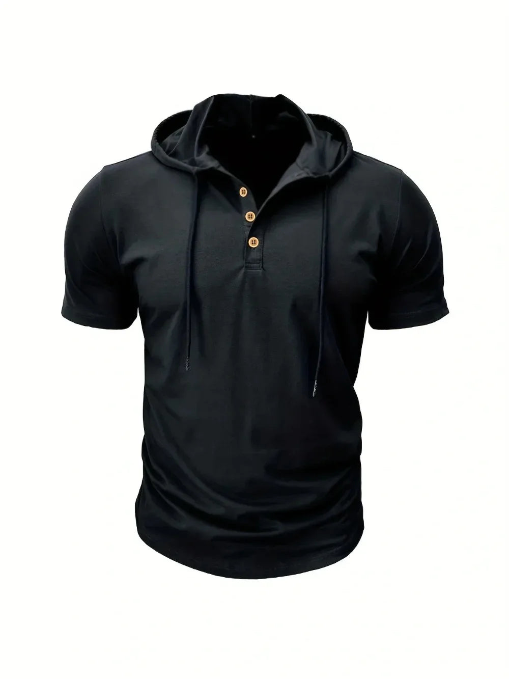 Men's Hooded Short-Sleeve Gym T-Shirt — Athletic Training Tee with Hood