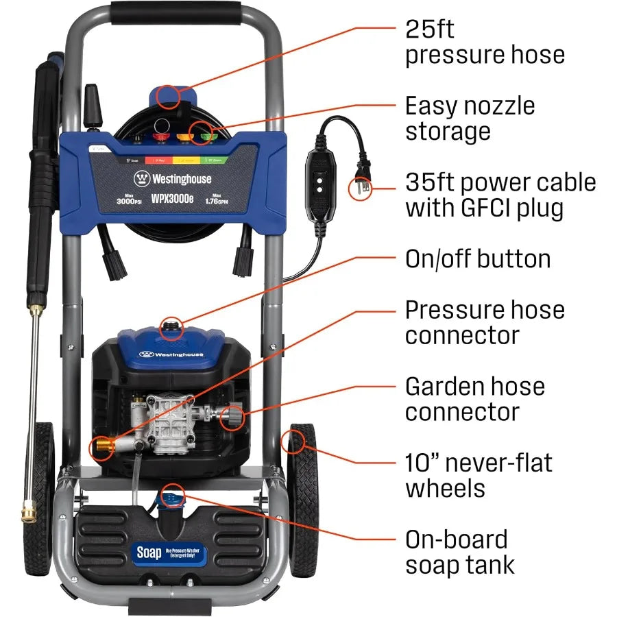 Electric Pressure Washer – WPX3000e, Five-Nozzle Set