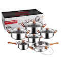 12-Piece Nonstick Pot Set – Light Grey with 6 Glass Lids