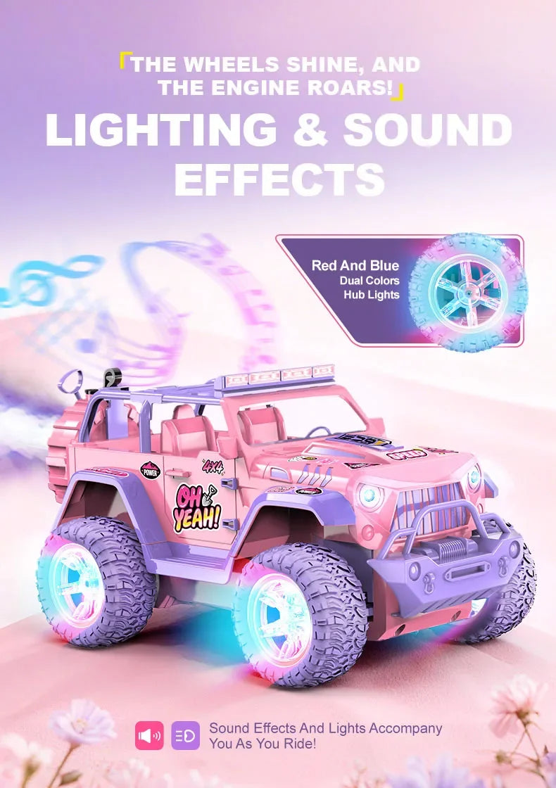 1:16 New Spray Remote Control Car  2.4G DIY stickers music light spray off-road toy car for Girls Toy Car