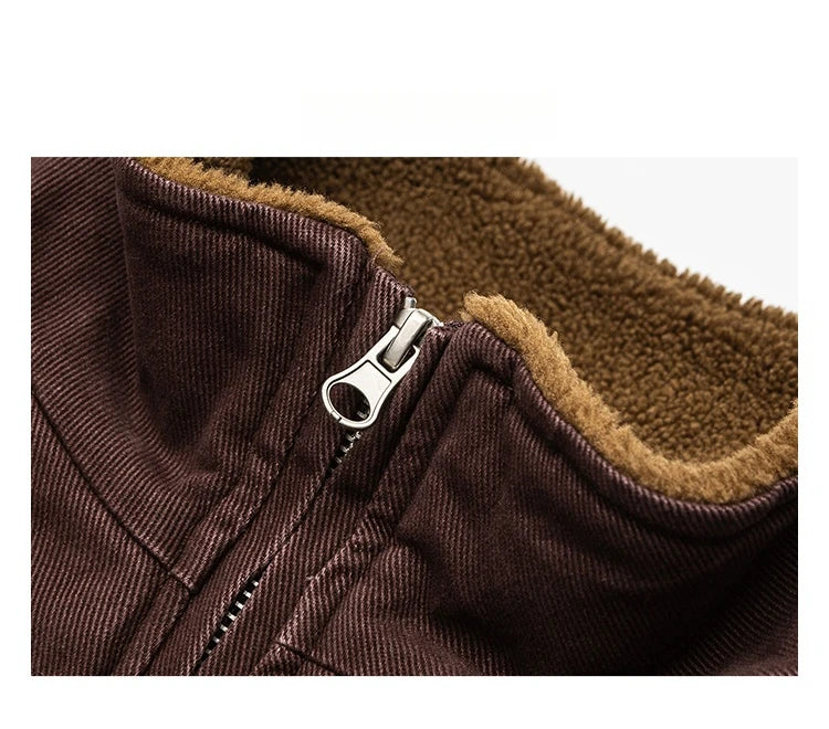 Men's Vintage Polar Fleece Jacket — Korean Streetwear Loose Warm Coat