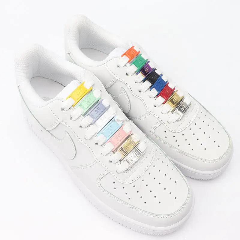 AF1 Shoelaces Combination Set — White Flat Laces & Shoe Decoration for Air Force One Sneakers