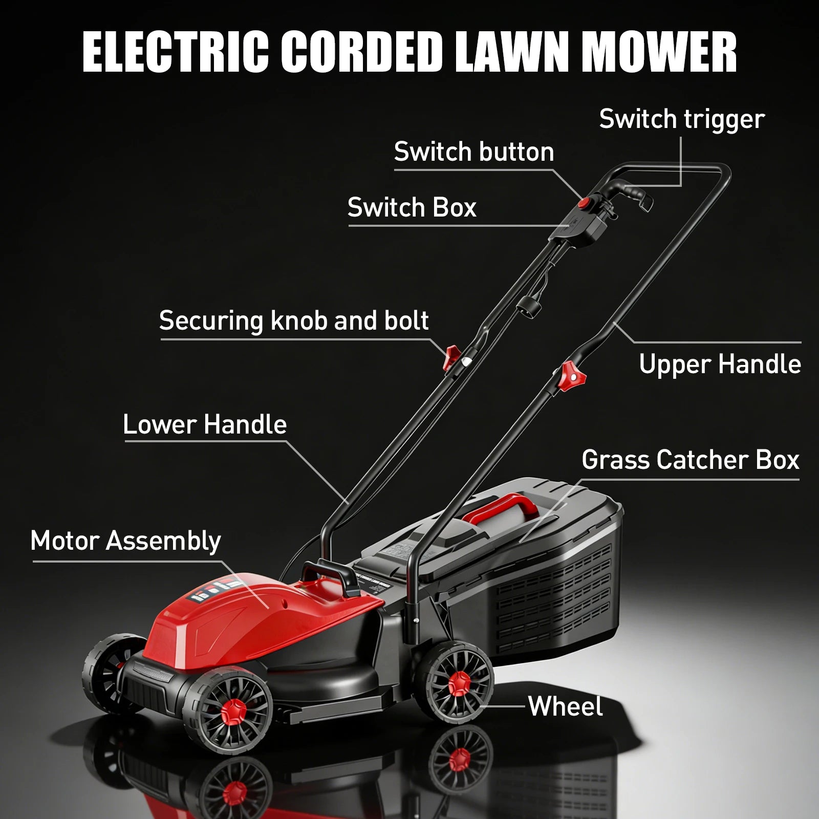 14-Inch Corded Electric Lawn Mower | 11 Amp 3650RPM, 2-in-1 Mulching & 25L Bag, 3-Position Height Adjustment