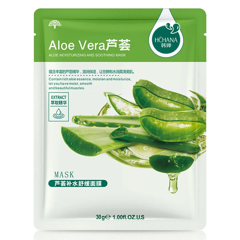 Natural Plant Aloe & Fruit Facial Sheet Masks — 10-Pack Korean Skincare