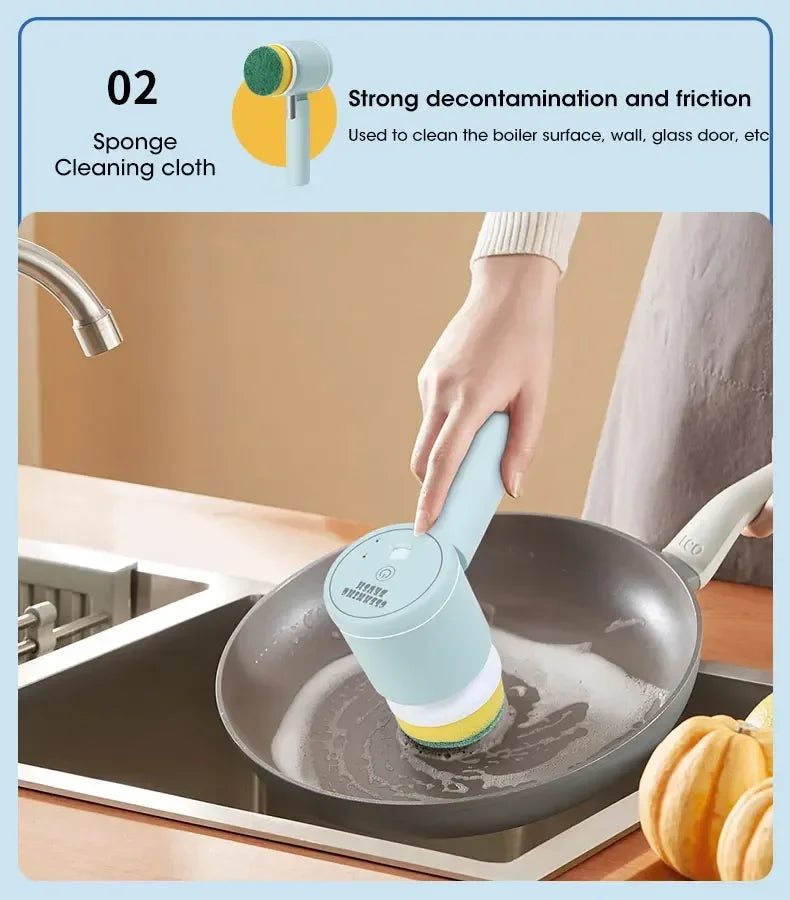Cordless Spin Scrubber 5-in-1 – USB Rechargeable Electric Cleaning Brush for Bathroom, Kitchen & Tile