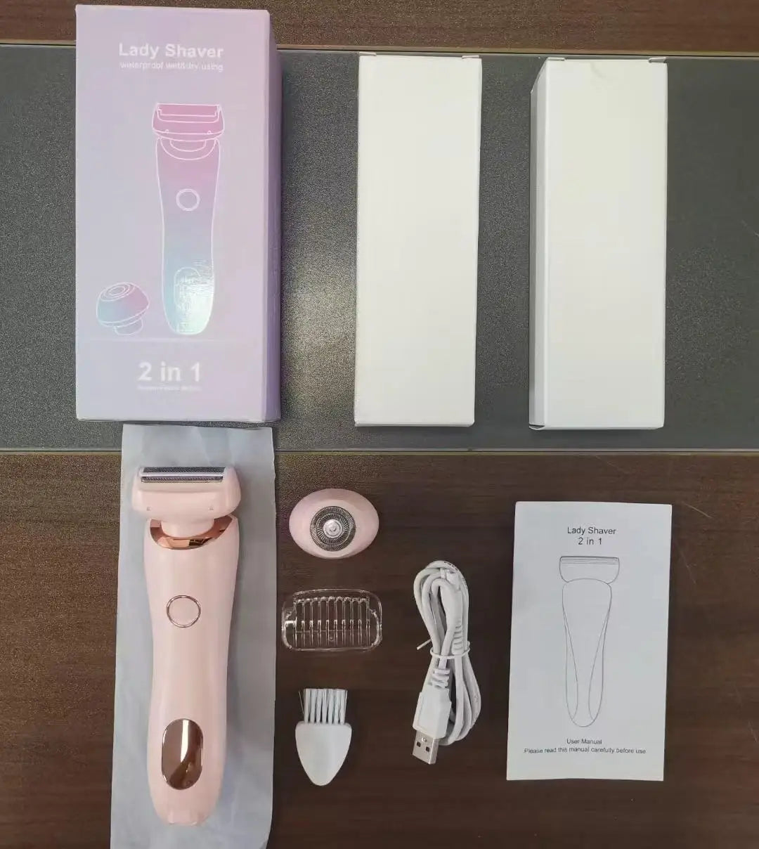 Women's 2-in-1 Electric Shaver & Bikini Trimmer – IPX7 Waterproof, Dual Head, USB Rechargeable