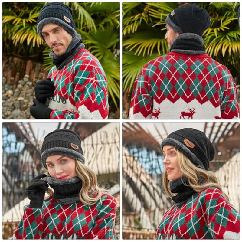 Men's Winter Hat, Neck Warmer and Touchscreen Glove Set