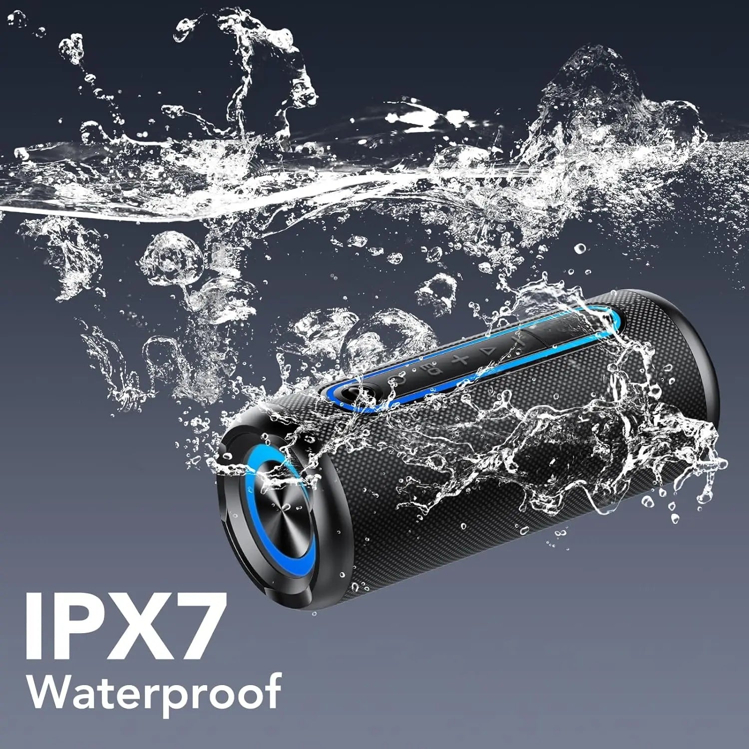 Wireless Portable Speaker — 30W Loud Stereo, IPX7 Waterproof, RGB Lights, TWS Pairing