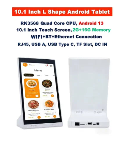 Android 13 Vertical Touch Screen POS Kiosk – 10.1", RK3568, 2GB RAM, Wi-Fi, NFC