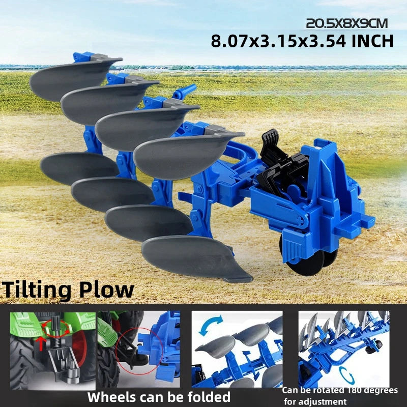 Large Scale Farm Tractor Toy Playset with Trailer & Accessories – DIY Farmer Transport Set