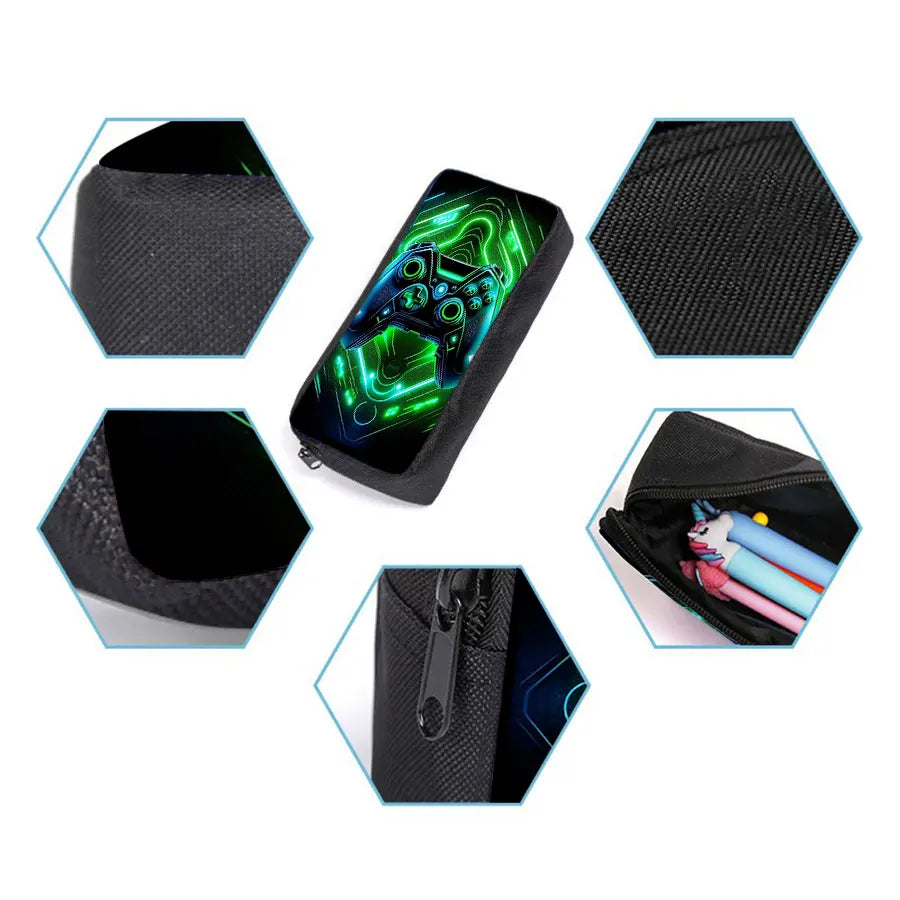 Game Console 3-Piece Kids Backpack Set – School Bag, Lunch Bag & Pencil Case
