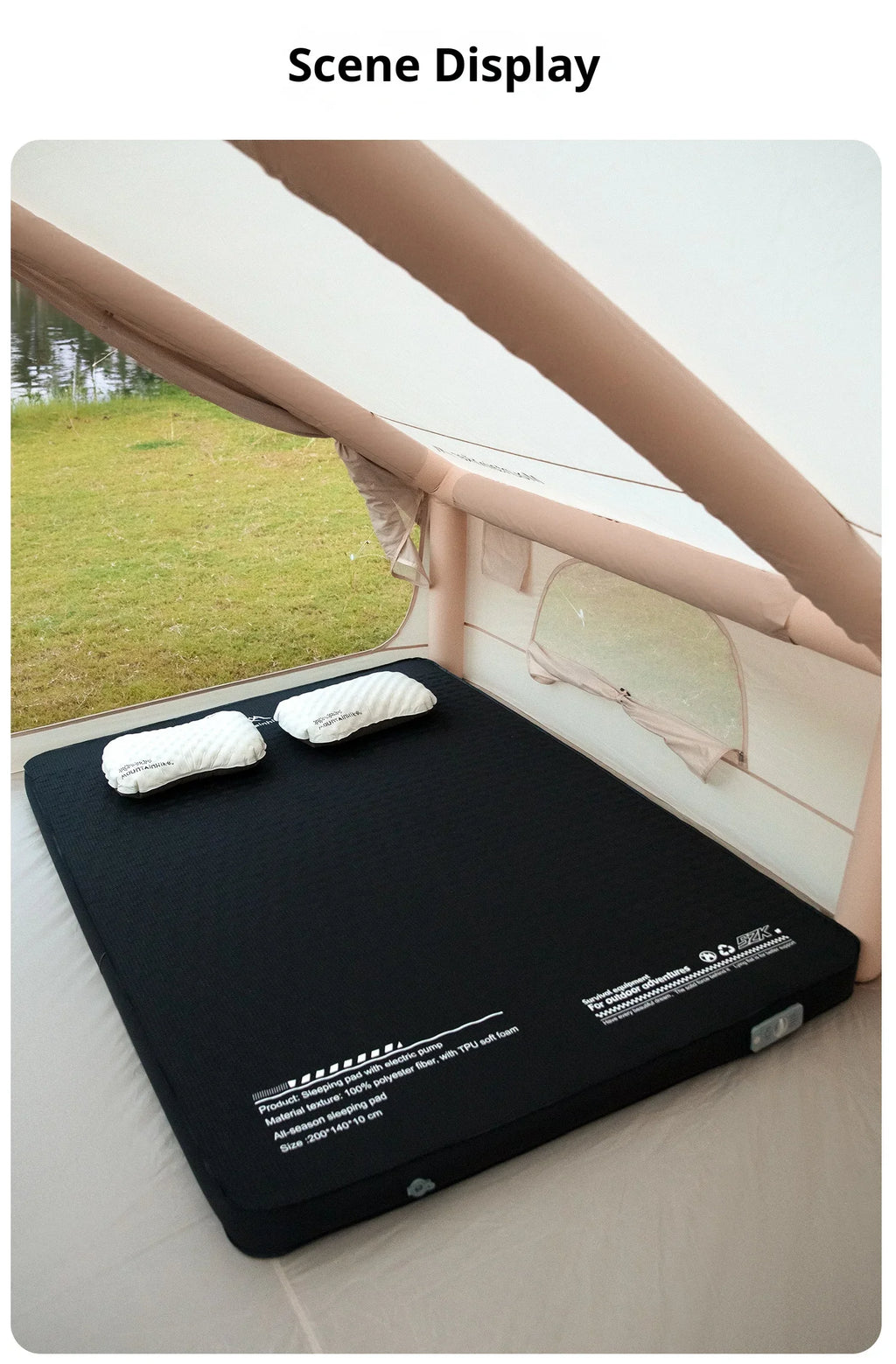 Thickened Sponge Camping Mattress – Portable Outdoor Pad with Integrated Air Pump, Self-Inflating