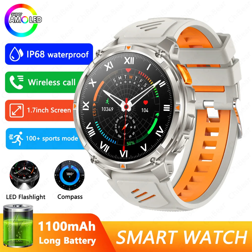 T-Rex3 Pro GPS Military Smartwatch – 1100mAh, 5ATM Waterproof, Sports Run Tracker & Compass