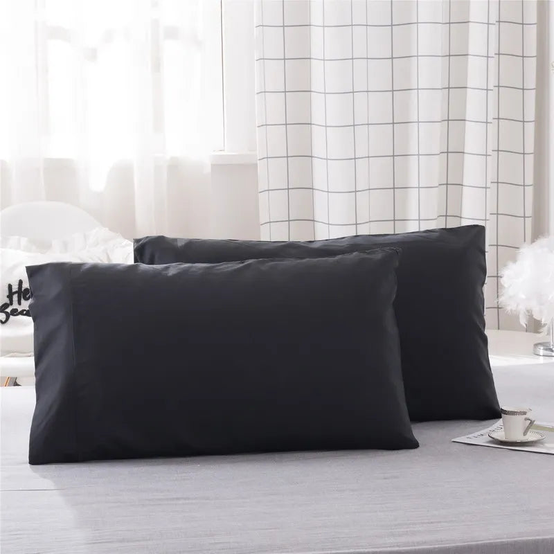 Luxurious Solid Color Pillowcase 2-Pack – Soft Hypoallergenic Pillow Cover, Black, Grey & Pink