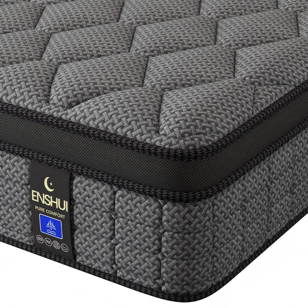 12"/14" Gel Memory Foam Hybrid Mattress – Pocket Innerspring Euro Top, Medium Firm, Twin to King