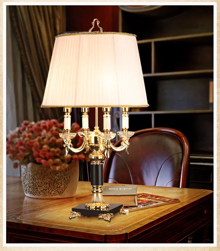 Crystal Table Lamp – Black or Beige Fabric Shade