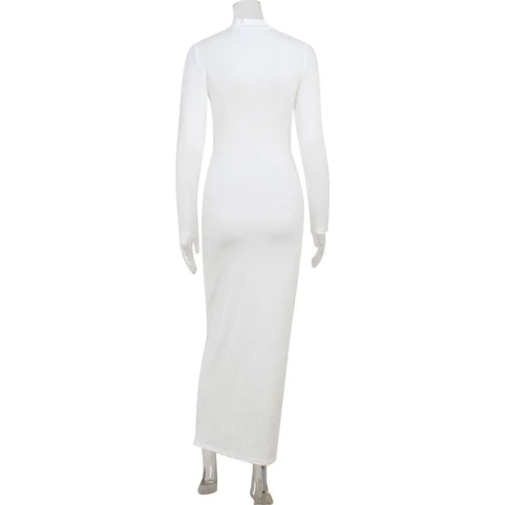 Elegant Evening Dress Dresses For Woman Party Wedding Vestido Lady Temperament Simple Style Long Sleeves Solid Color Package Hip