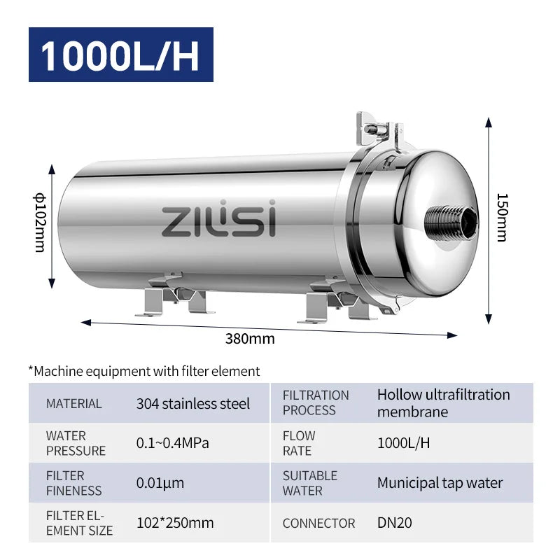 Whole House Water Purifier System 1000L–10000L — Stainless Steel PVDF Mineral Filter, 5+ Year Life