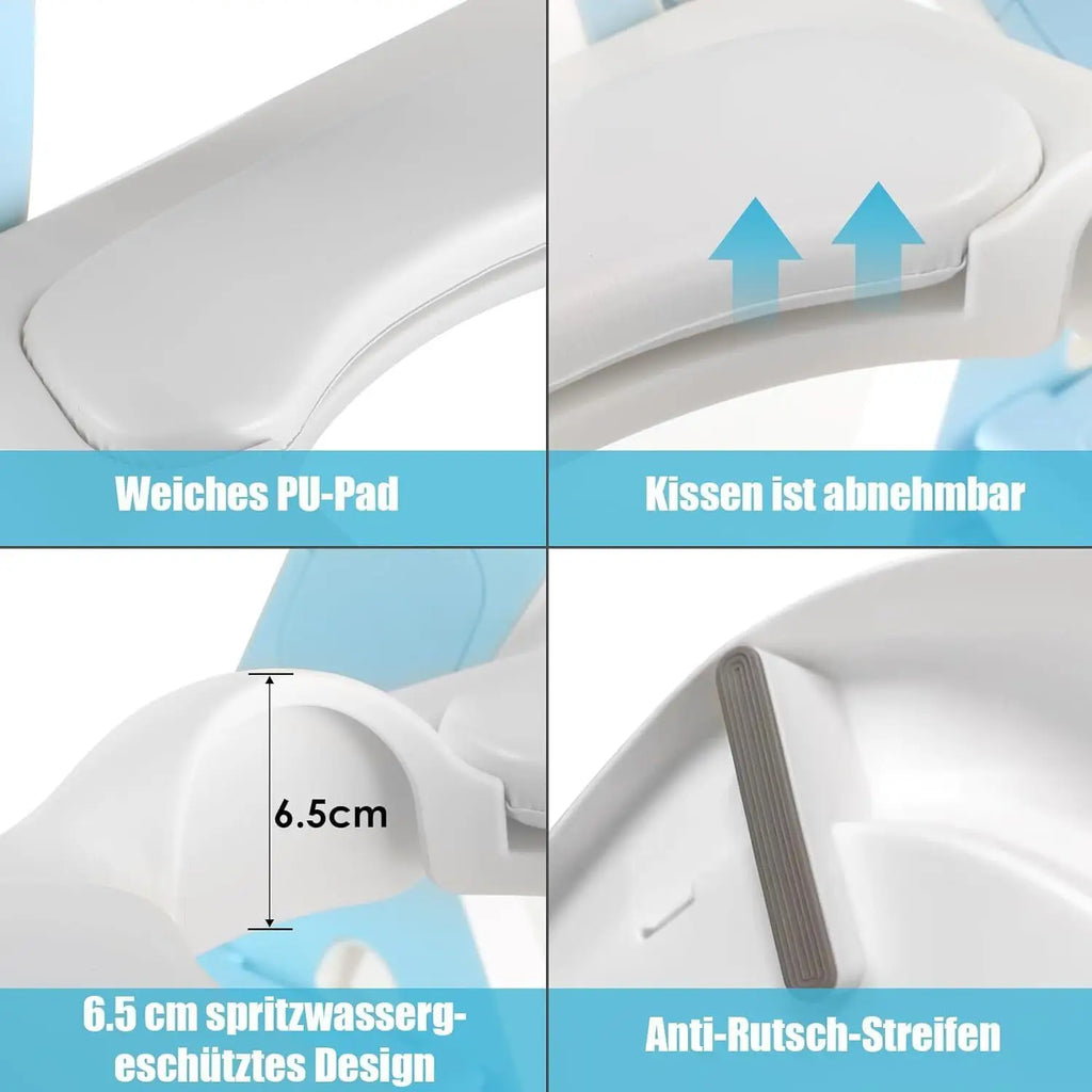 Children's Toilet Seat with Stairs — 2-in-1 Potty Trainer with Step Stool & PU Padding