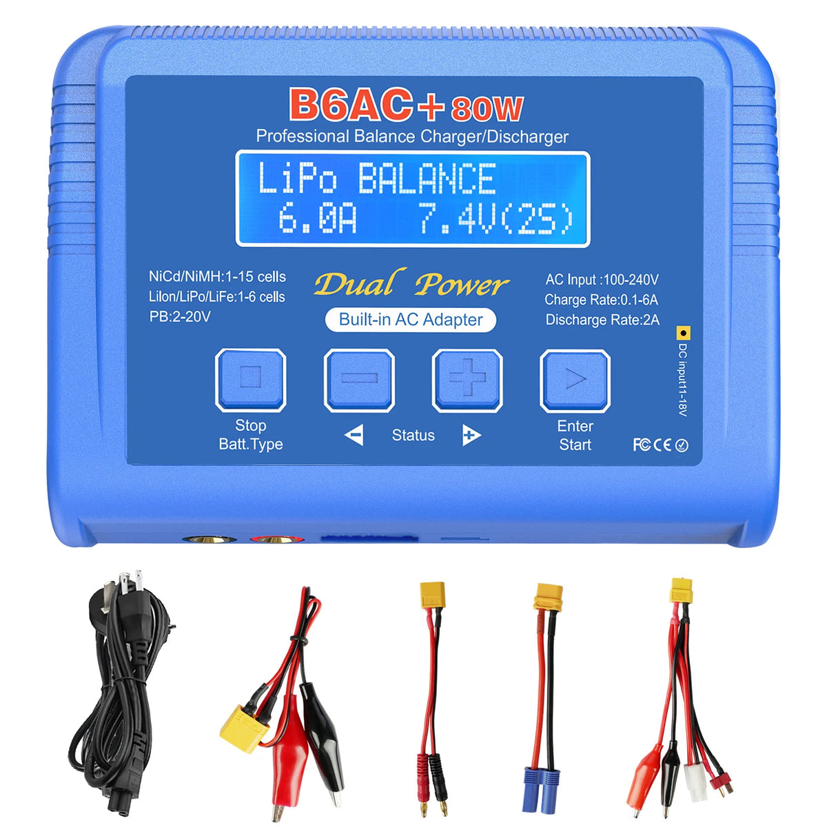 iMAX B6 80W LiPo Balance Charger Discharger – NiMH, Li-ion, NiCd, LiFe, Pb with 15V 6A Adapter
