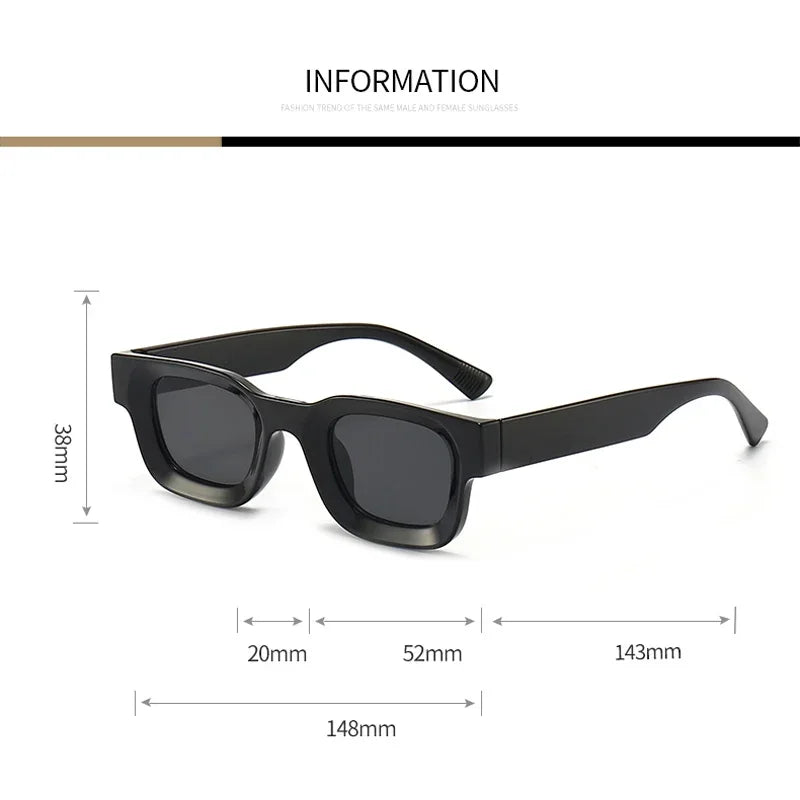 Small Rectangle Thick Frame Sunglasses | UV400 Unisex Square Shades for Men & Women