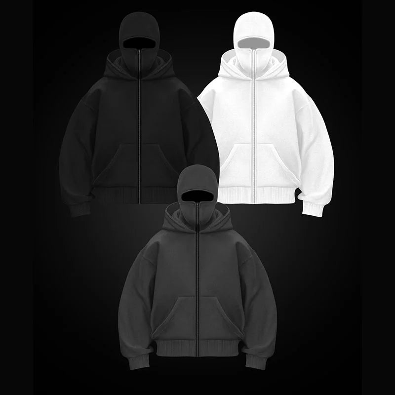 Women's Y2K Goth Double Hoodie Sweatshirt — Harajuku Fleece Pullover
