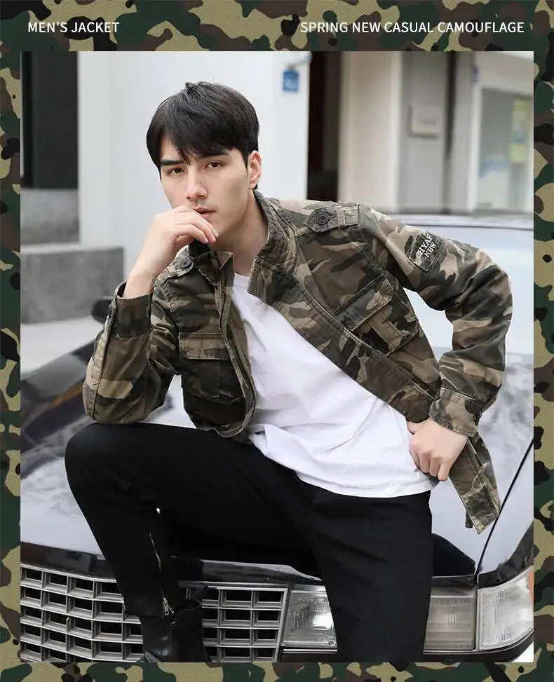 Men's Camouflage Cotton Work Jacket – Stand Collar