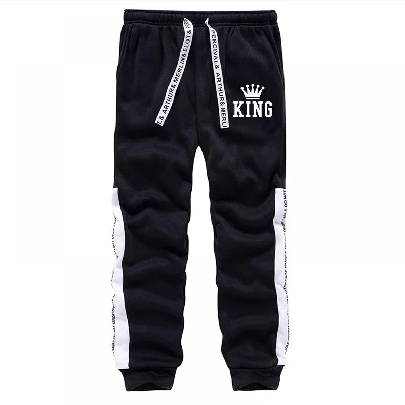 King Print Men's Hoodie & Sweatpants Set – Casual Outdoor Streetwear Tracksuit