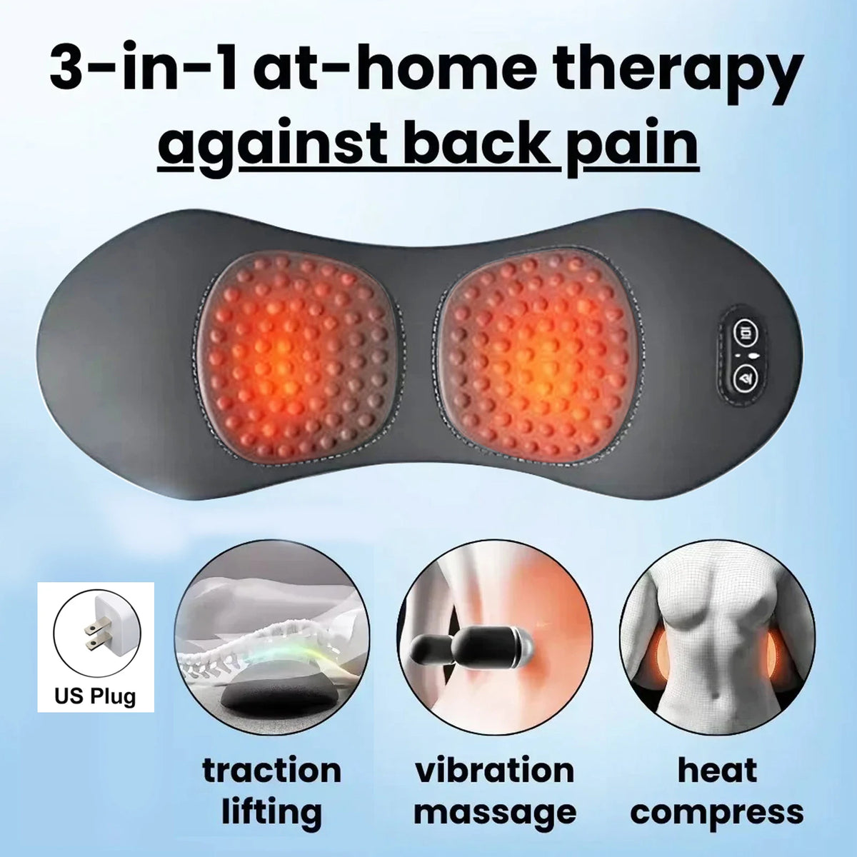 Heating Vibration Back Pillow Massager – Lumbar Support Cushion for Sleep & Maternity