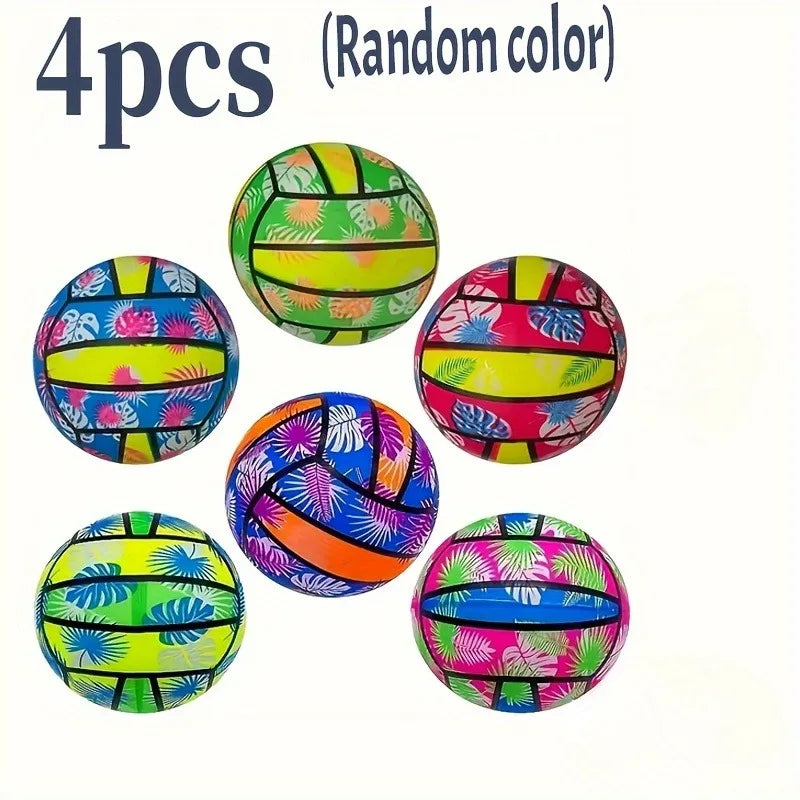 Inflatable Beach Volleyballs – Tropical Leaf Print PVC Pool Toys for Adults & Kids, Summer Outdoor Sports