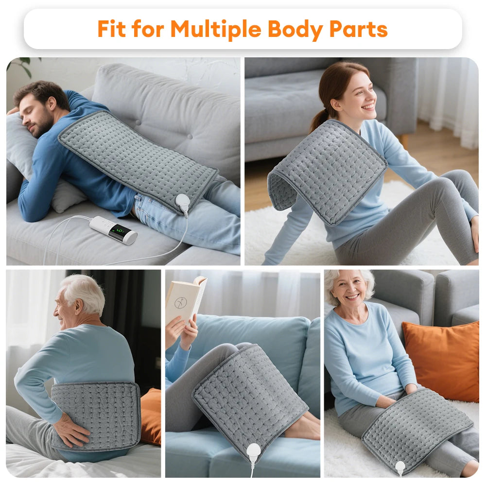 Electric Heating Pad — 9 Levels, 4 Modes, Timer, 30x60cm Washable Heated Blanket for Back, Shoulder & Knee